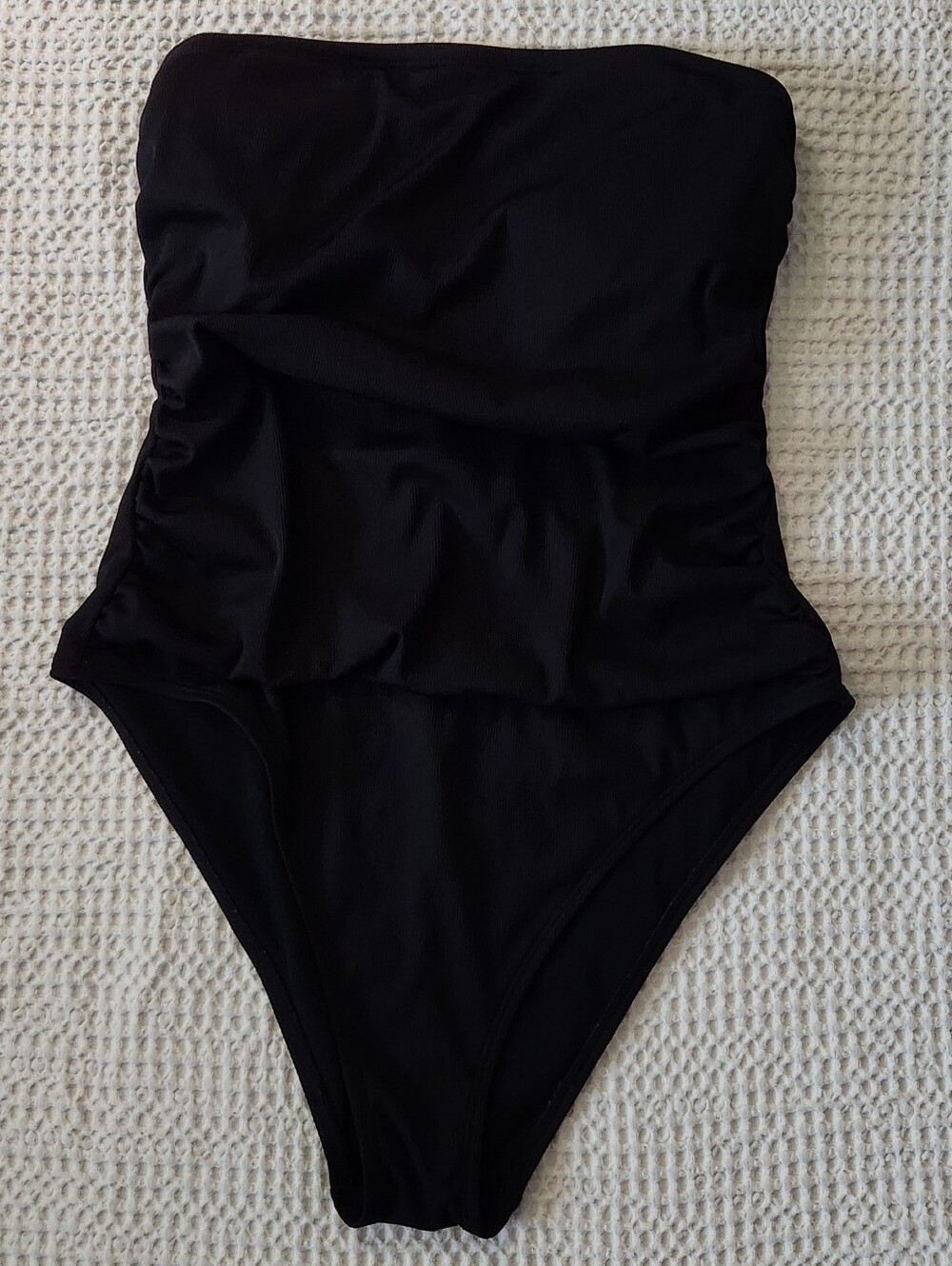 Shade & Shore Strapless Black One-Piece Swimsuit
